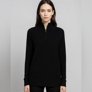 Aerie Ribbed Half-Zip Sweater (Black) — Minimalist Cozy Essential